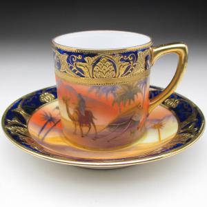 オールドノリタケ美品！金彩砂漠風景画 トリオセット　カップ＆ソーサー　プレー卜 オールドノリタケ美品！金彩砂漠風景画 トリオセット カップ