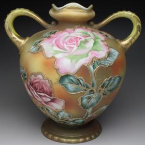 ノリタケ オールドノリタケ オレンジ色地金盛り花文 スクエアボウル