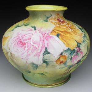 ノリタケ オールドノリタケ 金盛り薔薇絵 花瓶 22cm : アンティーク