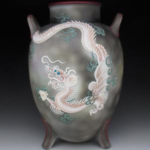 ノリタケ オールドノリタケ 金盛り薔薇絵 花瓶 22cm : アンティーク