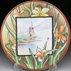 ノリタケ オールドノリタケ オレンジ色地金盛り花文 スクエア