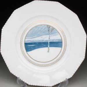 レア⭐︎手描き絵付⭐︎ニンフェンブルク パール ティーセット 8点 ニンフェンブルク 黒地花束絵 カップ＆ソーサー 6客セット