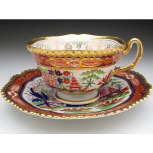 ノリタケ オールドノリタケ ブルー地金盛り薔薇絵 カップ＆ソーサー (a