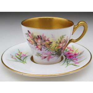ロイヤルウースター 金彩草花絵 カップ＆ソーサー アンティーク