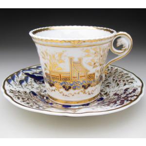 ノリタケ オールドノリタケ ブルー地金盛り薔薇絵 カップ＆ソーサー (b