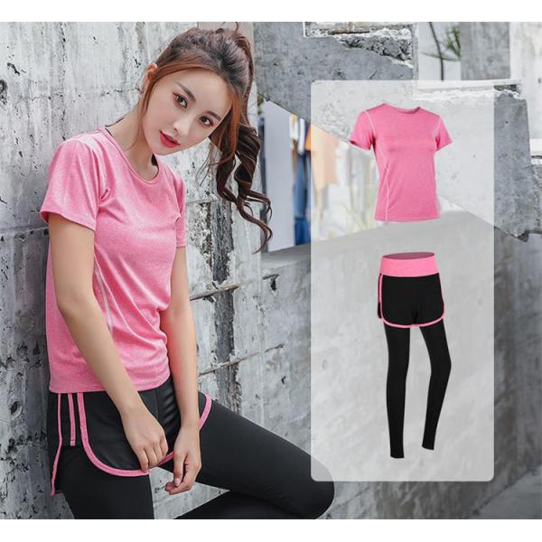 セットアップ レディース ジョギング ジム トレーニング 女子 半袖 スリム スーツ 伸縮