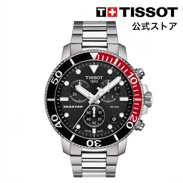ティソ 公式 メンズ 腕時計 シースター 1000 クォーツ クロノグラフ ブラック文字盤 ブレスレ...