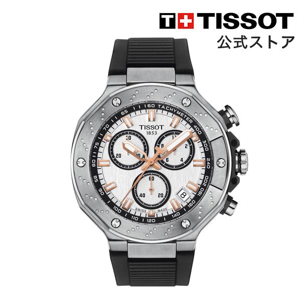 ティソ 公式 メンズ 腕時計 TISSOT T-レース クロノグラフ ホワイト文字盤 ラバーストラッ...