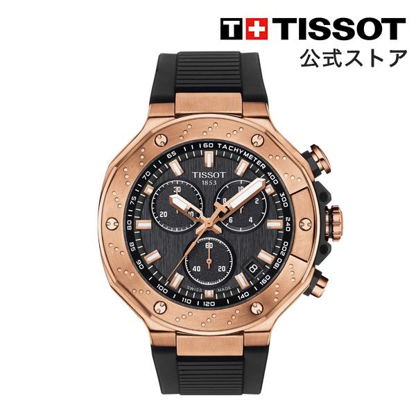 ティソ 公式 メンズ 腕時計 TISSOT T-レース クロノグラフ ブラック文字盤 ラバーストラッ...