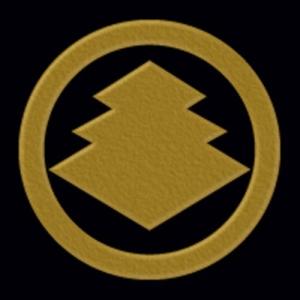 一般家紋蒔絵シール 51.丸に三階菱／GD