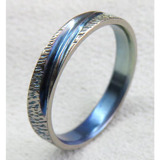 純チタンの指輪（1本：受注生産）Sazare＆2Line+in Blue