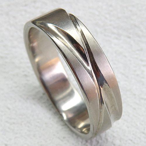 純チタンの指輪（1本：受注生産）平打ち 艶消 Cross line