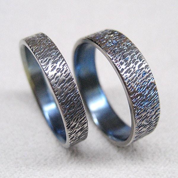 純チタンの結婚指輪（2本：受注生産）Sazare＆in Blue