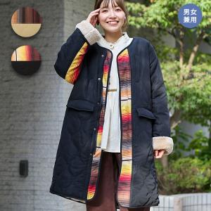 キルティングコート 裏ボア 男女兼用 ロング 中綿 厚手 ノーカラー アウター 上着 レディース メンズ 秋 冬 ジャカード×キルトコンビコート lwcbc110