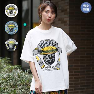 USAコットンお酒ルチャプリントTシャツ ／ カットソー 半袖 ルチャリブレ プロレス メキシコ プリント ユニセックス トップス オーバーサイズ ゆったり｜チチカカ Yahoo!ショッピング店