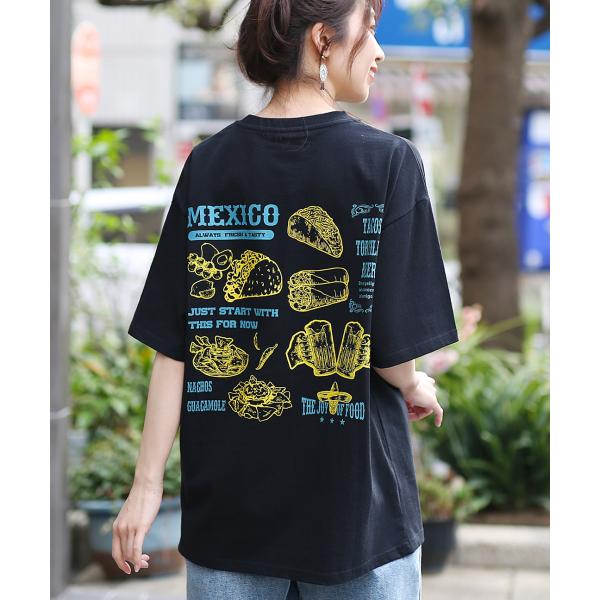 USAコットンメキシコフードプリントTシャツ ／ カットソー 男女兼用 半袖 メキシコ料理 メキシカ...