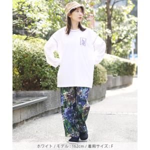 カラーステッチ刺繍ロングTシャツ / カットソ...の詳細画像1