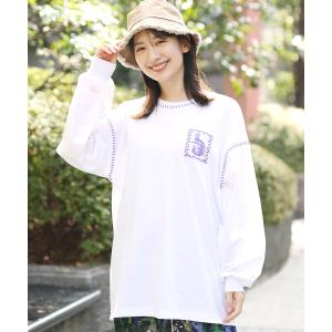 カラーステッチ刺繍ロングTシャツ / カットソ...の詳細画像2