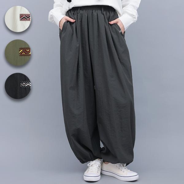 ヴィンテージナイロンギャザーパンツ ／ ロングパンツ ズボン ボトムス 秋 冬 ロング丈 フルレング...