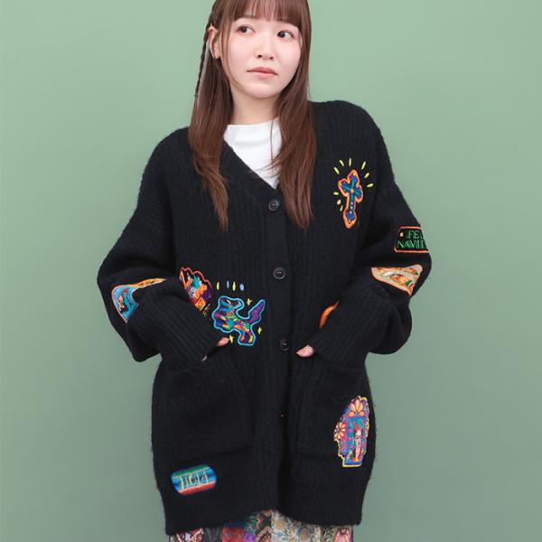 Rico メヒコアップリケ刺繍カーディガン ／ カーディガン ニット ワッペン アップリケ 刺しゅう...