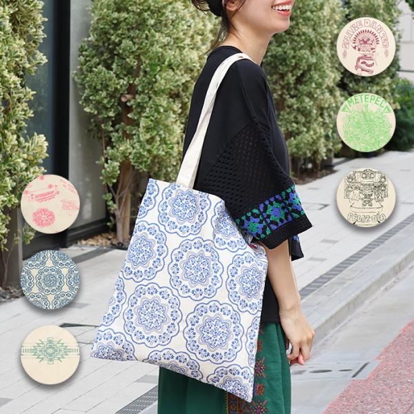 プリントトートバッグ ／ エコバッグ 肩掛け サブバッグ 鞄 A4 レディース 個性的 プリント カ...