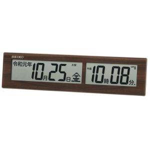 セイコークロック 掛け時計 置き時計兼用 電波 デジタル 元号表示 茶木目模様 SQ441B｜tjd-shop