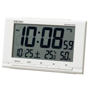 セイコークロック(Seiko Clock) 置き時計 白 本体サイズ:9.1×14.8×4.7cm 目覚まし時計 電波 デジタル カレンダー｜tjd-shop