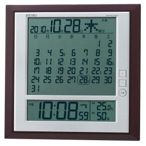 セイコー クロック 掛け時計 置き時計 兼用 月めくりカレンダー 電波 デジタル 六曜 温度 湿度 表示 茶 メタリック SQ421B SE｜tjd-shop
