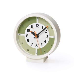 レムノス 置き時計 アナログ ふんぷんくろっくウィズカラー フォーテーブル 緑 掛け置き キッズ YD18-05GN Lemnos グリーン｜tjd-shop