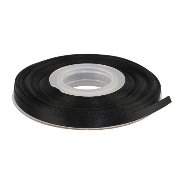 IDECORRIBBONS横長6mm シルキーサテンリボン 縦長22m # 030ブラック