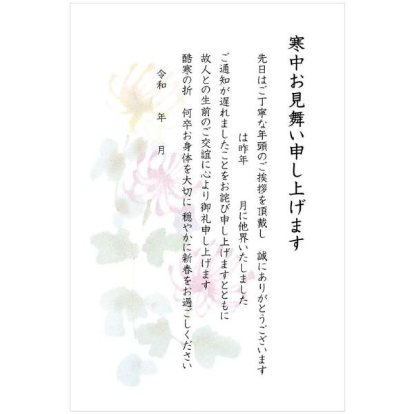 メイドインたんたん 私製 5枚 寒中見舞はがき 故人へ届いた年賀状へ返信 手書き記入タイプ喪中用 N...