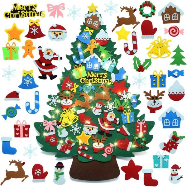 DIYフェルトクリスマスツリー DIYクリスマスツリー 壁掛けミニクリスマスツリー装飾 とクリスマス...