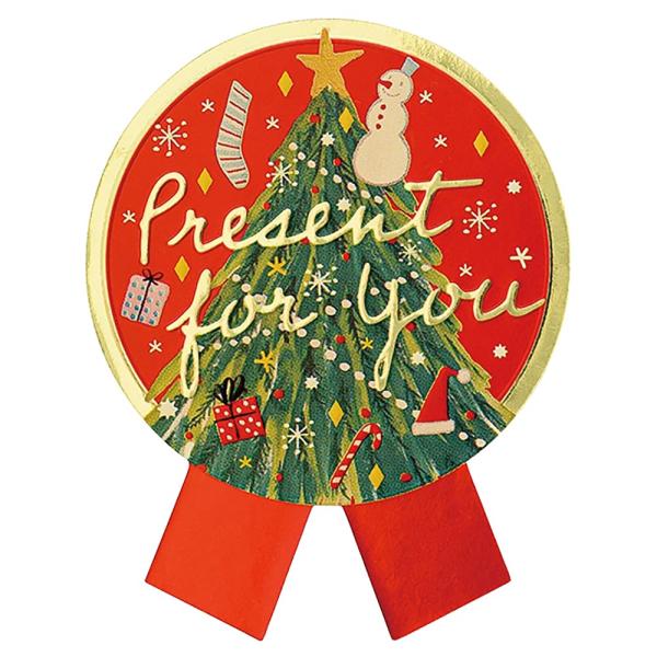 ヘッズ 日本製 ギフトシール 5×6.4cm レッド 100枚 リボン型 クリスマス ベアラー 強粘...