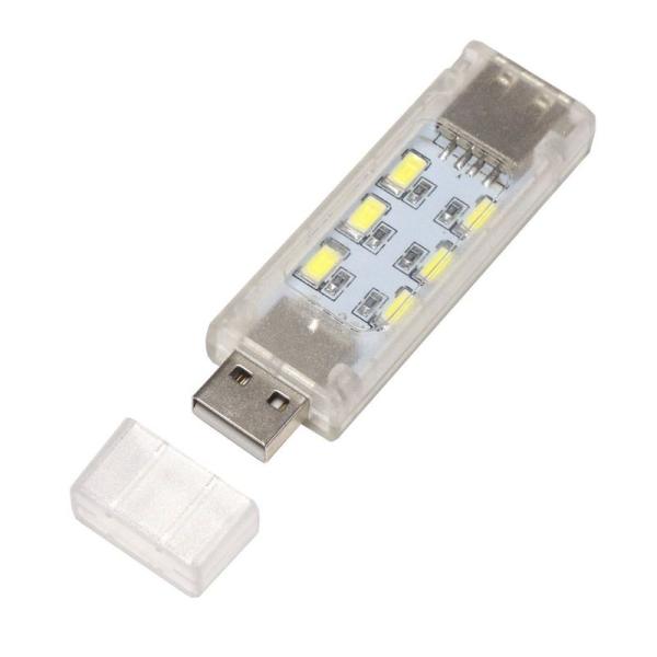 KAUMO USB LEDライト USB 2ポート 両面 6灯+6灯 昼白色 USBメモリ型 透明カ...