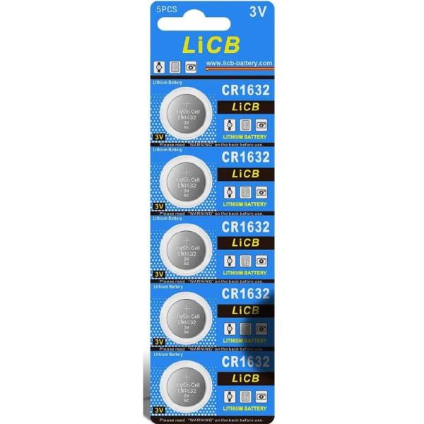 LiCB 5個入 CR1632 コイン形 リチウム電池 3V 1632 水銀ゼロシリーズ ボタン電池