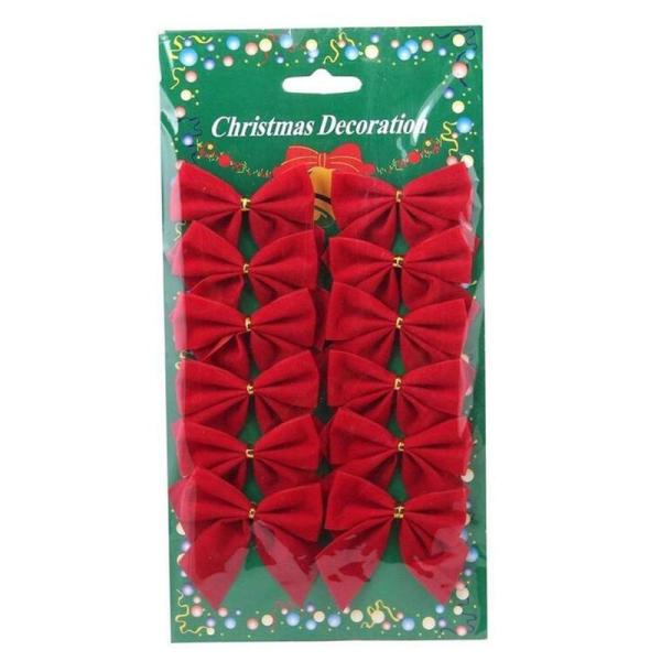クリスマスペンダント弓、ミニ蝶結びの装飾クリスマスリース用の赤いリボンの弓飾りツリー新年の装飾12P...