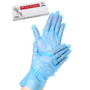 明成 使い捨て手袋 ストレッチ手袋 エラストマー ポリグローブ （TPE） Sサイズ 100枚入 ブルー 食品衛生法適合｜tjd-shop