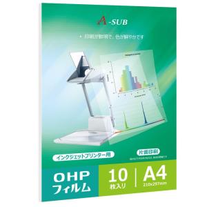 A-SUB OHPフィルム 透明 インクジェット用 コピー用 10枚 A4 手書き ノーカット オーバーヘッドプロジェクター用｜tjd-shop