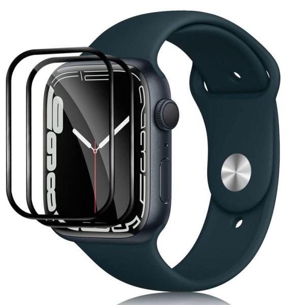 2枚入りFor Apple Watch Series7 45mm フィルム3D全面保護 PET複合材...