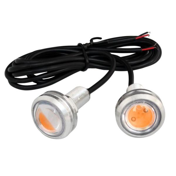 2個入り 防水 大玉 LED スポットライト 黄色 12V 23mm (銀色ソケット)