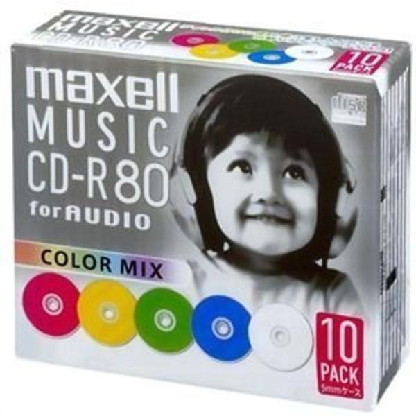 maxell 音楽用 CD-R 80分 カラーミックス 10枚 5mmケース入 CDRA80MIX....