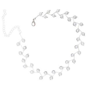 ALOHAMONI (アロハモニ) パール チョーカー ネックレス ジグザグ ワイヤー 2連デザイン 真珠 長さ調節可能 チェーン アジャス