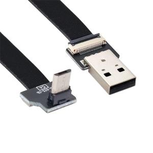 xiwai 1.0m アップアングル USB 2.0 Type-A オス - マイクロ USB 5ピン オス データ フラット スリム FP｜tjd-store