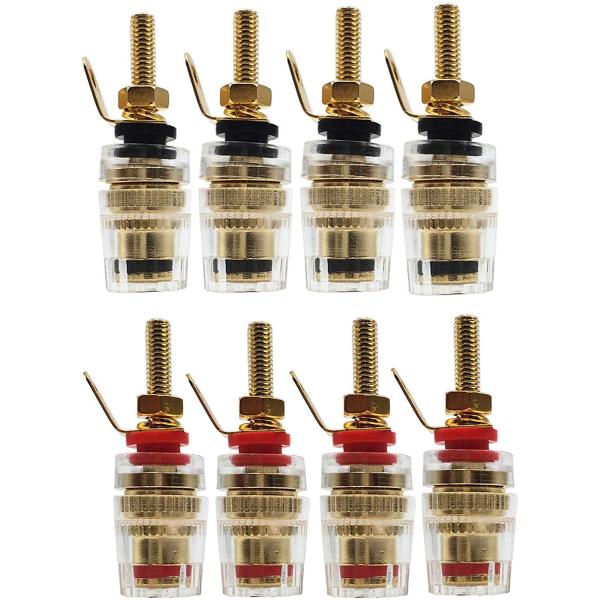 GeeSo 42mm 高性能スピーカーターミナル金メッキ バナナプラグ対応8個セット（赤4/黒4個）