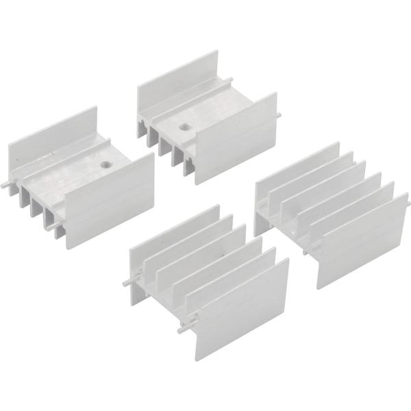 オーディオファン 小型ヒートシンク アルミ製 約 23mm×24.5mm×16mm シルバー 4点セ...