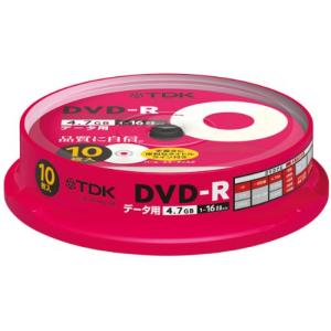 TDK データ用DVD-R 4.7GB 16倍速対応 パールカラーディスク(タイトルライン付き) 10枚 スピンドル DR47ALC10PU｜tjd-store