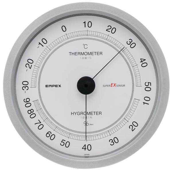 エンペックス気象計 温度湿度計 スーパーEX 温湿度計 壁掛け用 日本製 シャインシルバー EX-2...