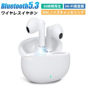 ワイヤレスイヤホン Bluetooth5.3 180日保証 技適認証 HIFI高音質 軽量 小型 ENCノイズキャンセリング 低遅延 AAC マイク内蔵 iPhone android 左右分離型｜tk-factory07