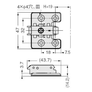 スライド丁番 取付座金 360-P6WT+5 ...の詳細画像1