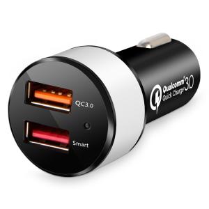 シガーソケット Quick Charge 3.0対応 シガーソケットチャージャー スマホ充電器 超急速充電対応 USB充電器 2ポート搭載 ブラック｜tk1234